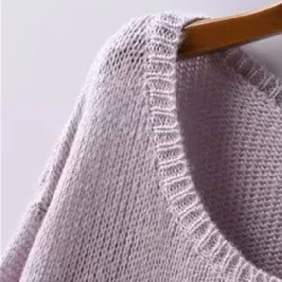 Distressed Bambi Crew Neck Knit Sweater Purple - Picture 4 of 5